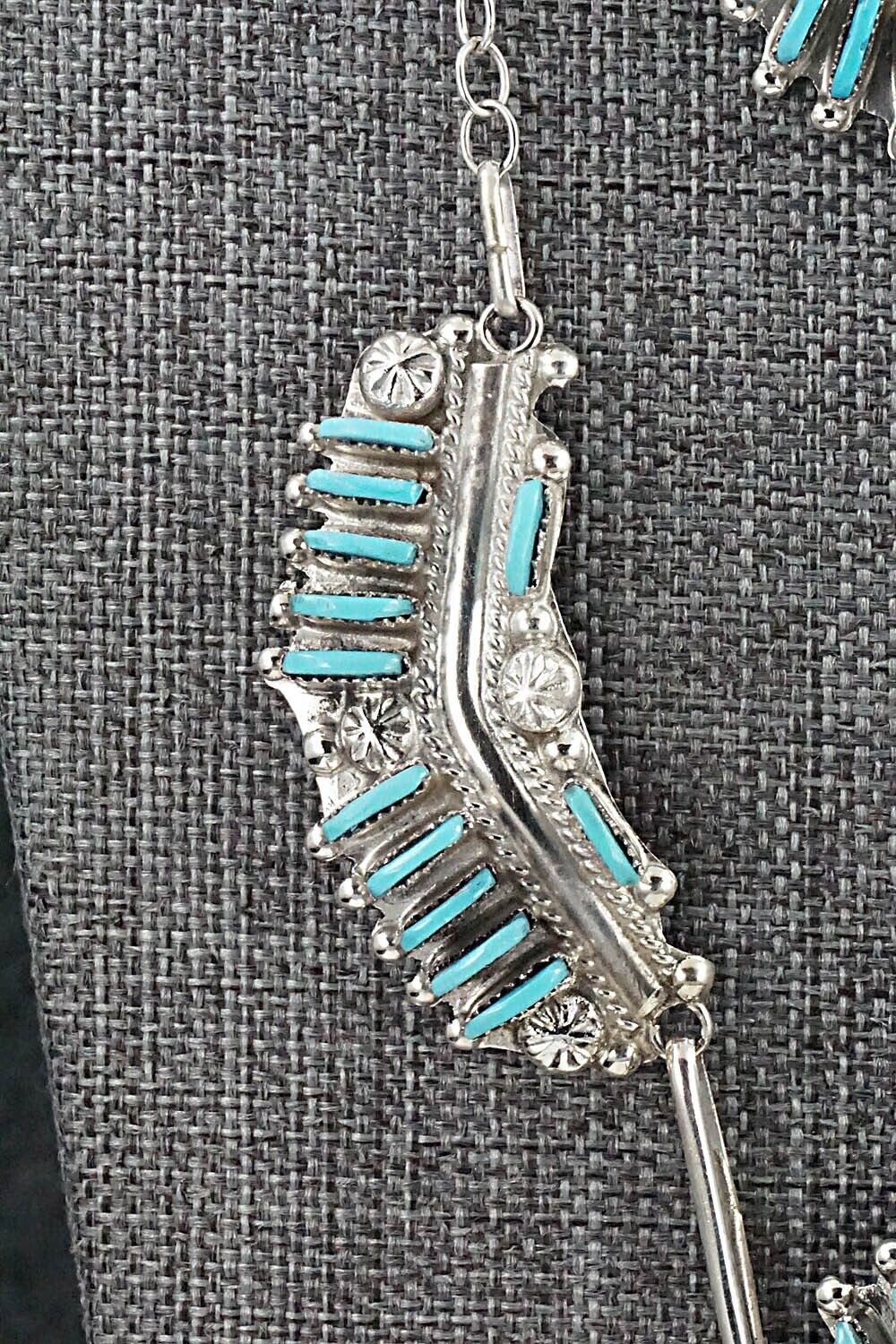 Turquoise & Sterling Silver Necklace and Earrings Set - Bernadette Wyaco - Image 4