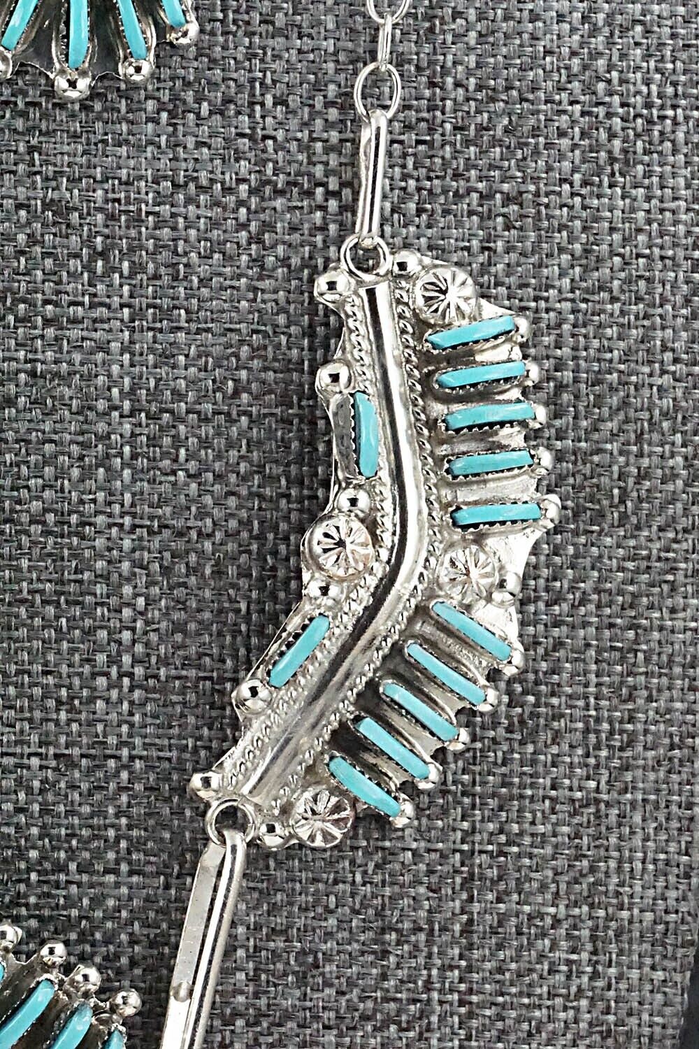 Turquoise & Sterling Silver Necklace and Earrings Set - Bernadette Wyaco - Image 5