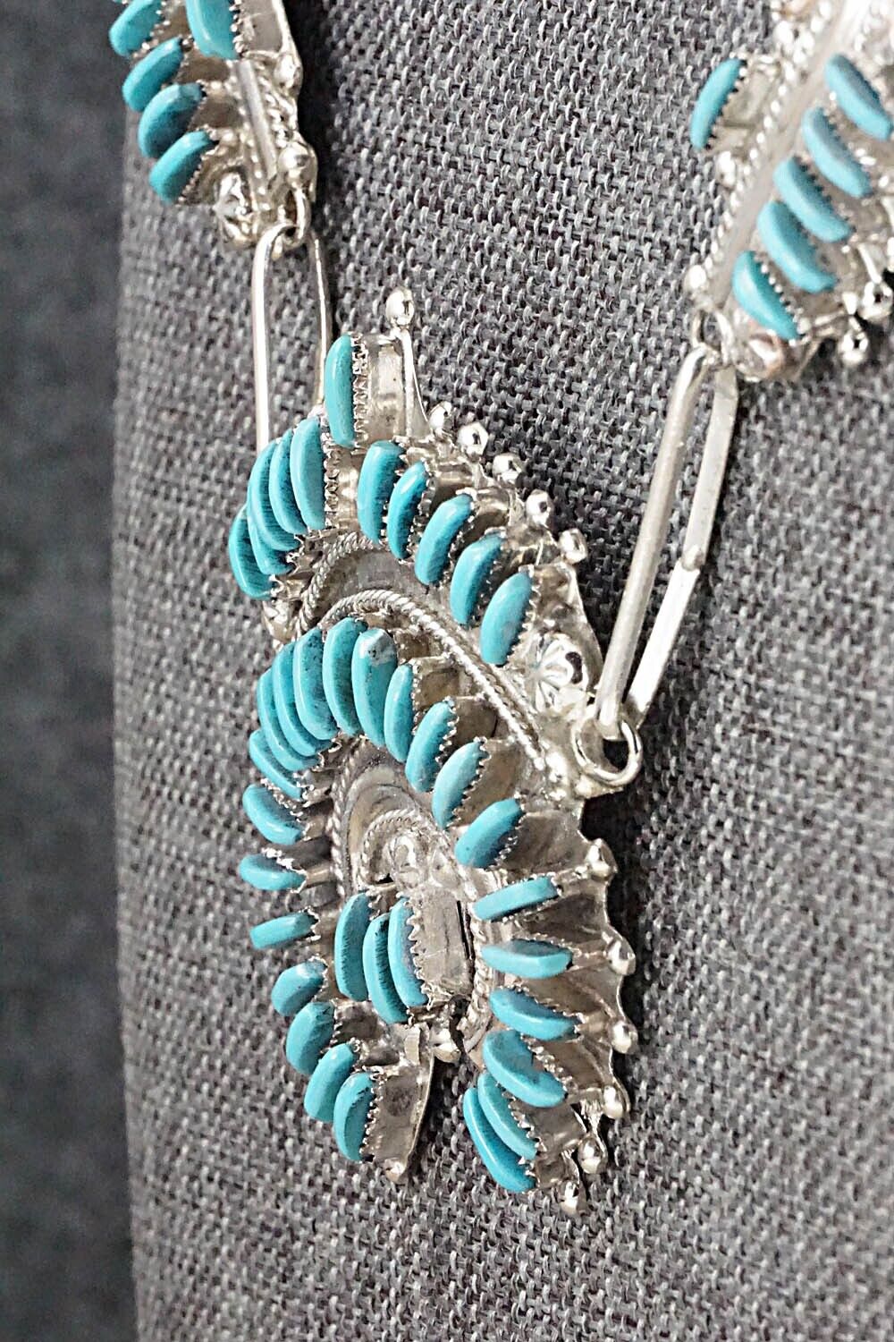 Turquoise & Sterling Silver Necklace and Earrings Set - Bernadette Wyaco - Image 6