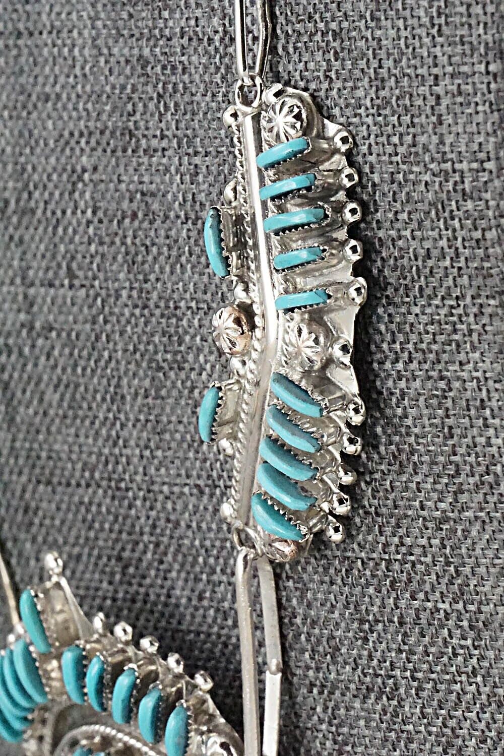 Turquoise & Sterling Silver Necklace and Earrings Set - Bernadette Wyaco - Image 7