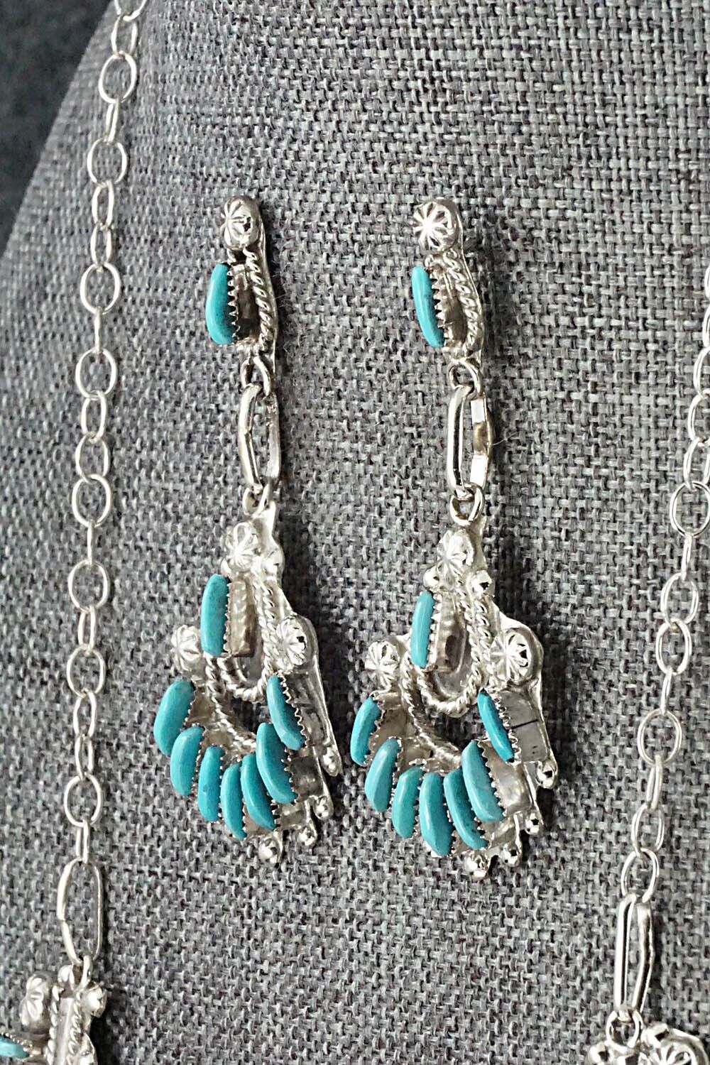 Turquoise & Sterling Silver Necklace and Earrings Set - Bernadette Wyaco - Image 9