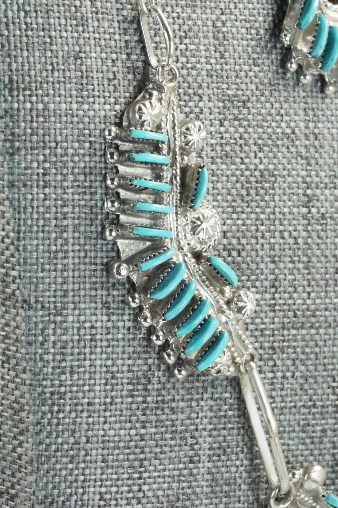 Turquoise & Sterling Silver Necklace and Earrings Set - Bernadette Wyaco - Image 11