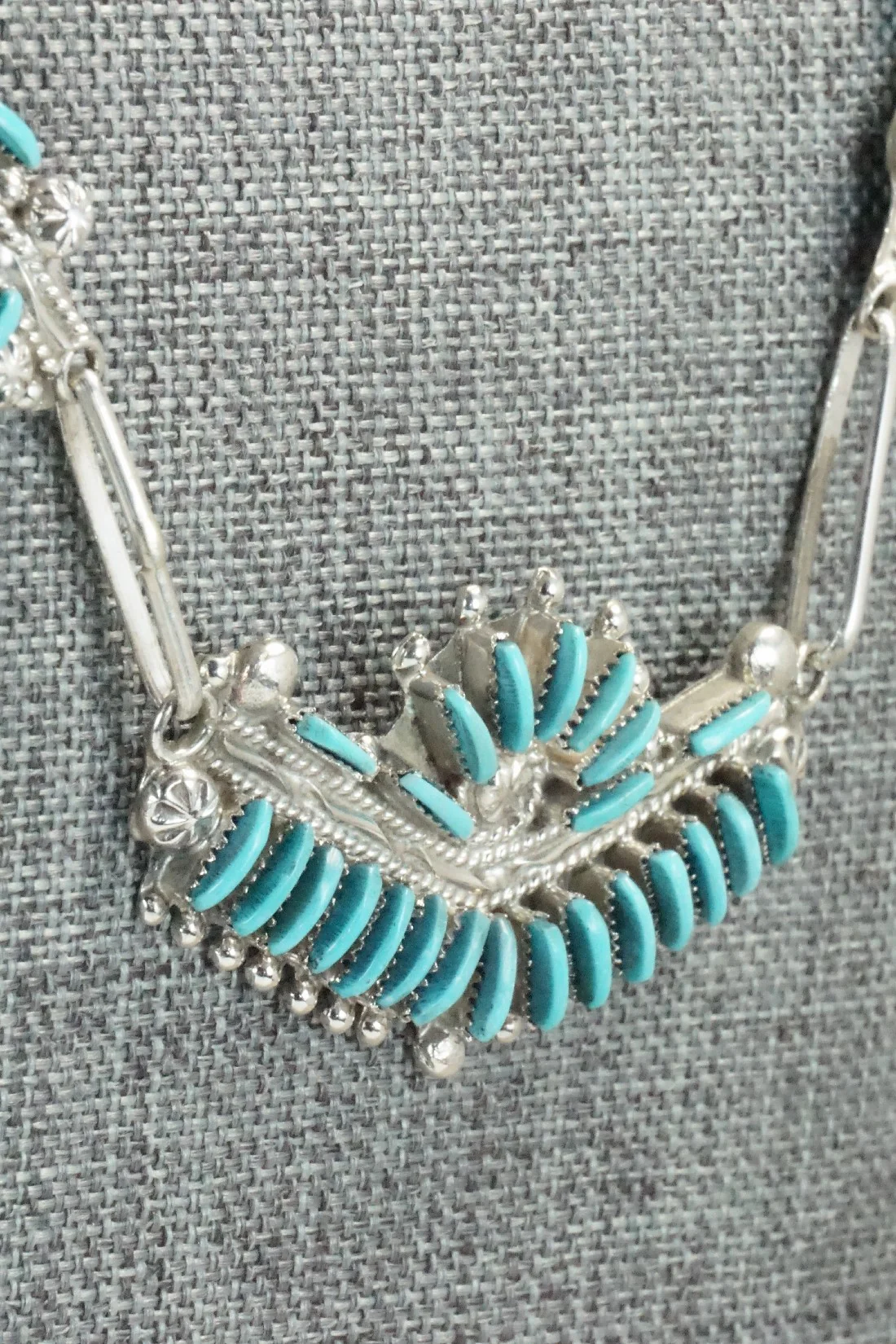 Turquoise & Sterling Silver Necklace and Earrings Set - Bernadette Wyaco - Image 12