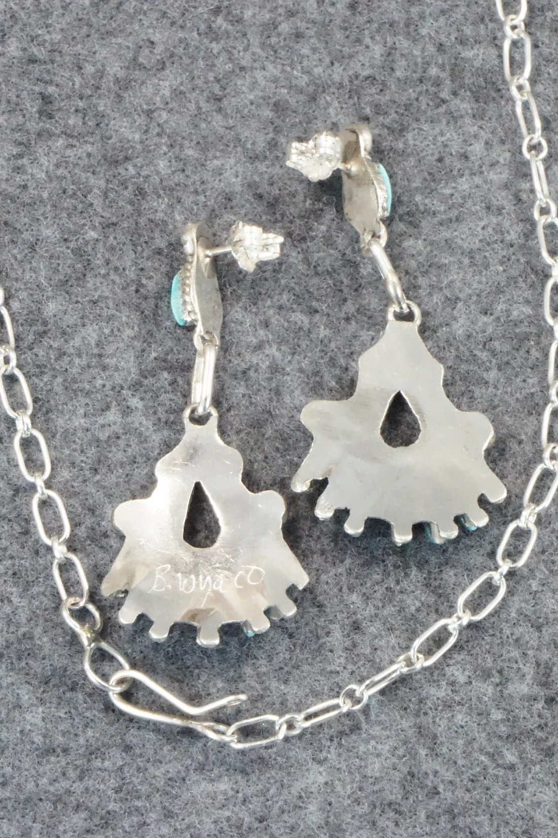 Turquoise & Sterling Silver Necklace and Earrings Set - Bernadette Wyaco - Image 16