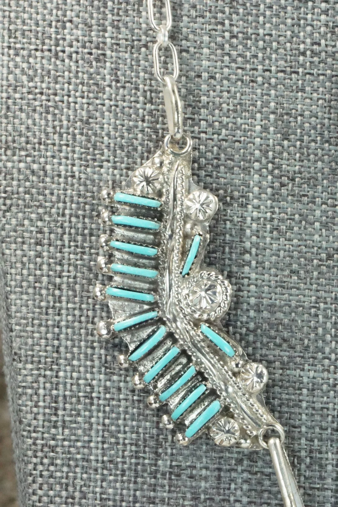 Turquoise & Sterling Silver Necklace and Earrings Set - Bernadette Wyaco - Image 5