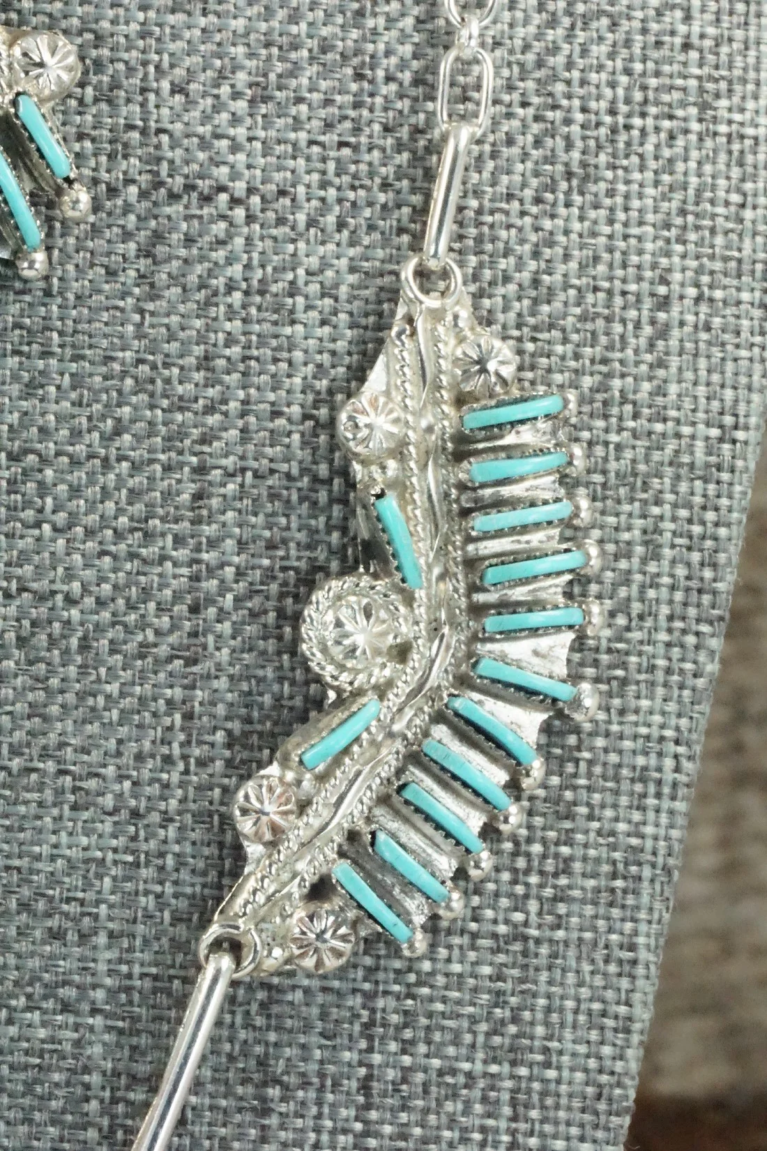 Turquoise & Sterling Silver Necklace and Earrings Set - Bernadette Wyaco - Image 6