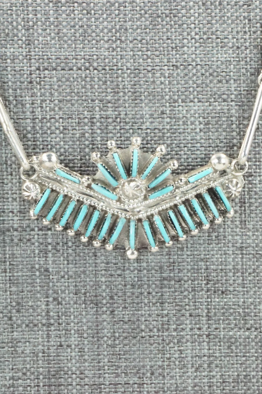 Turquoise & Sterling Silver Necklace and Earrings Set - Bernadette Wyaco - Image 7