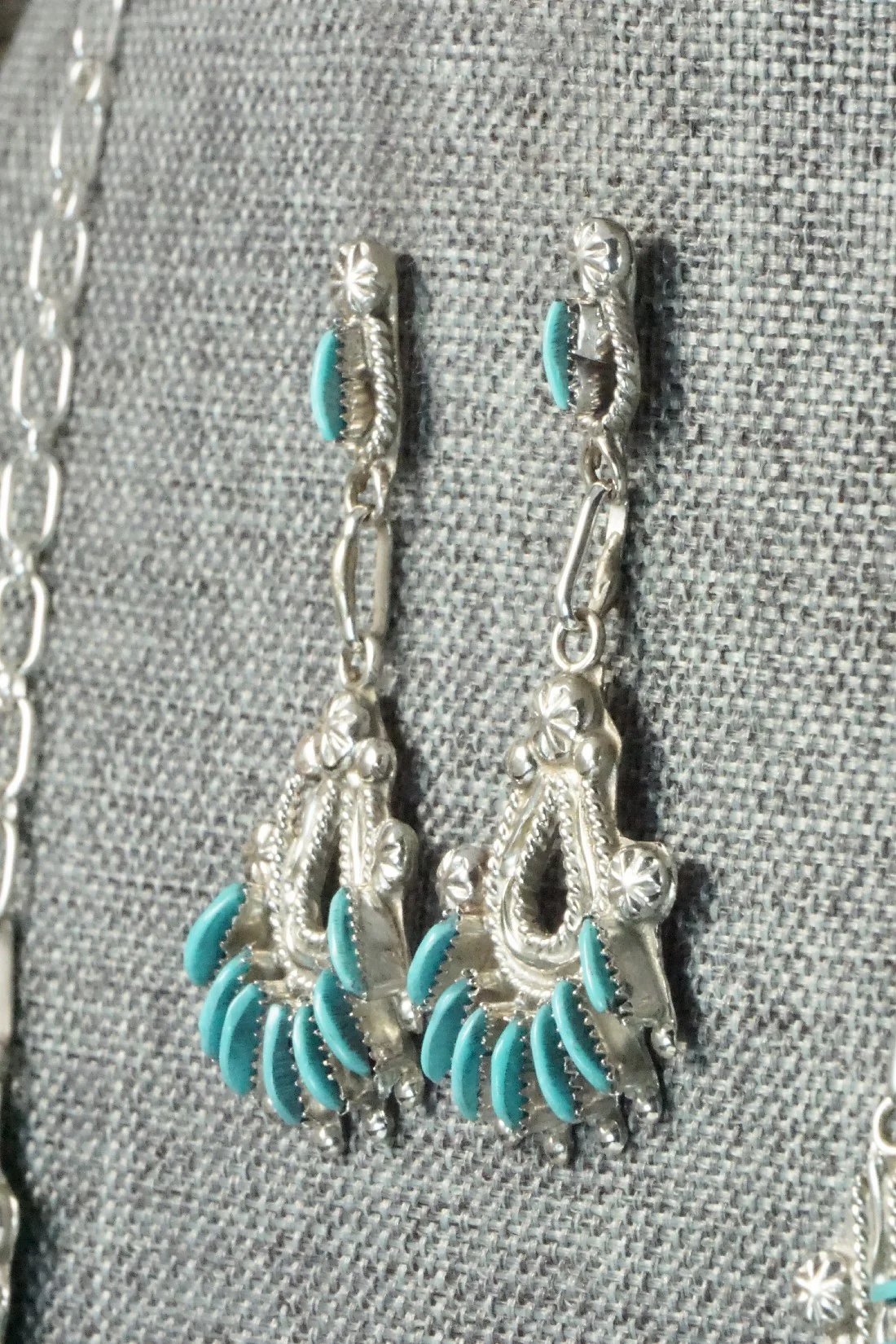 Turquoise & Sterling Silver Necklace and Earrings Set - Bernadette Wyaco - Image 8