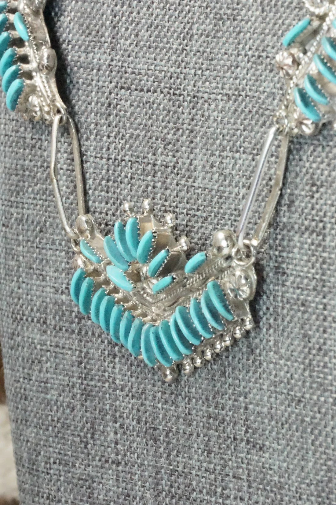 Turquoise & Sterling Silver Necklace and Earrings Set - Bernadette Wyaco - Image 9