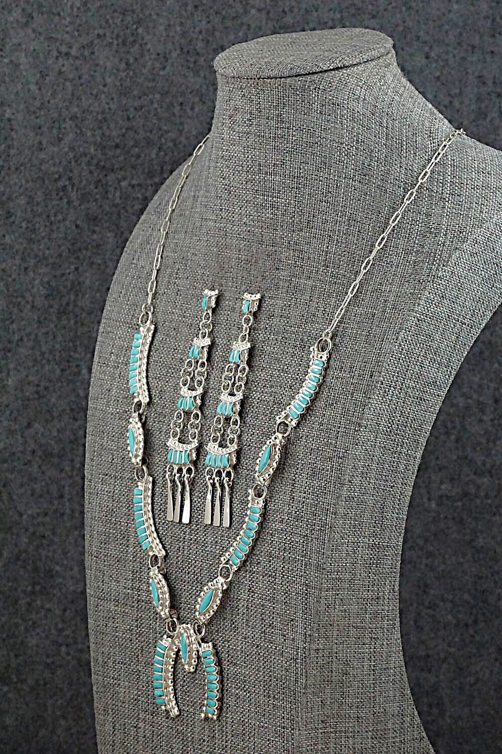 Turquoise & Sterling Silver Necklace and Earrings Set - Lucy Sheeyka - Image 3