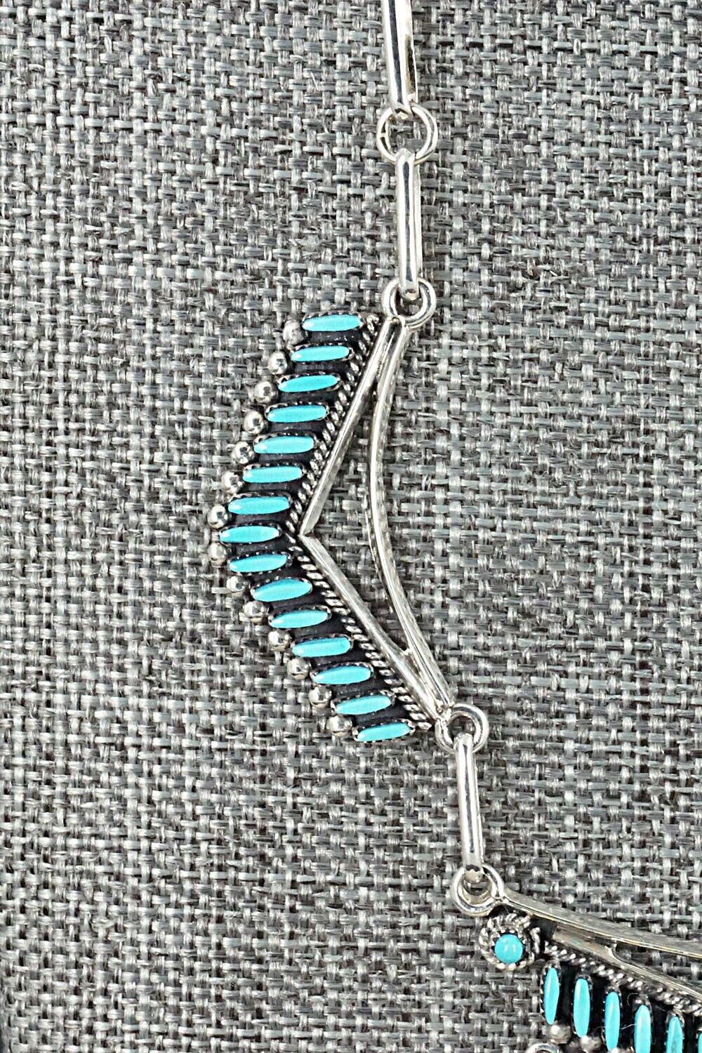 Turquoise & Sterling Silver Necklace and Earrings Set - Mildred Ukestine - Image 5