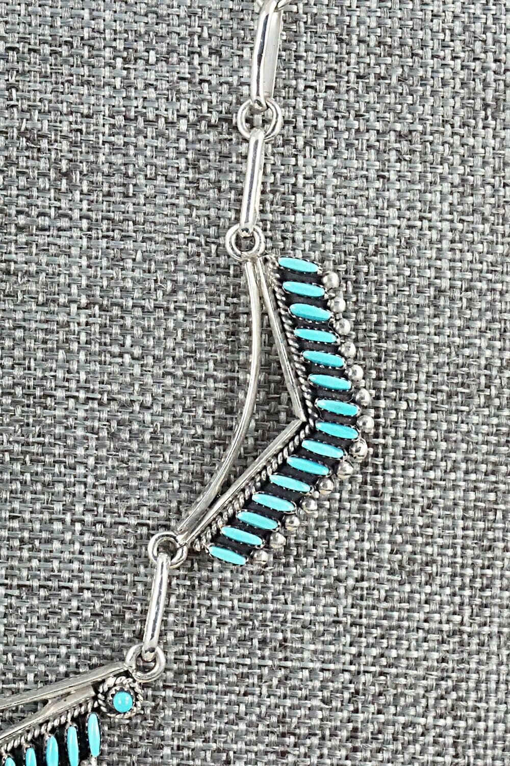 Turquoise & Sterling Silver Necklace and Earrings Set - Mildred Ukestine - Image 6