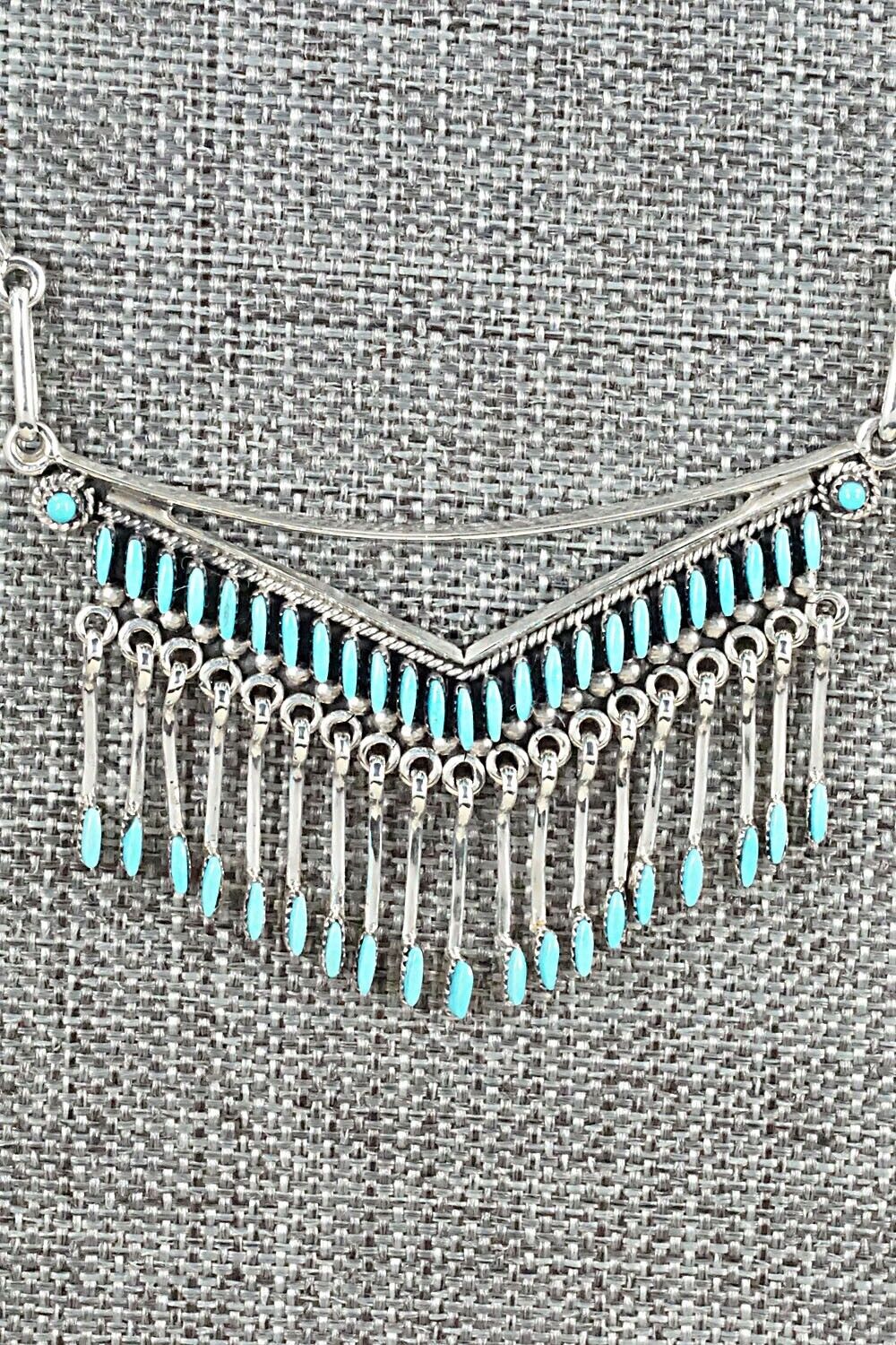 Turquoise & Sterling Silver Necklace and Earrings Set - Mildred Ukestine - Image 7