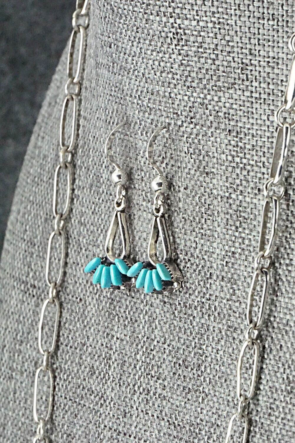 Turquoise & Sterling Silver Necklace and Earrings Set - Mildred Ukestine - Image 9