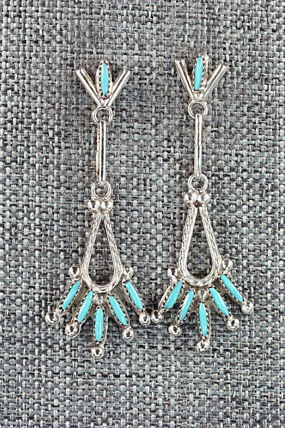 Turquoise & Sterling Silver Necklace and Earrings Set - Rena Cachini - Image 3