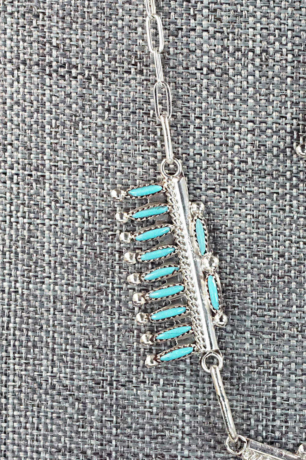 Turquoise & Sterling Silver Necklace and Earrings Set - Rena Cachini - Image 5