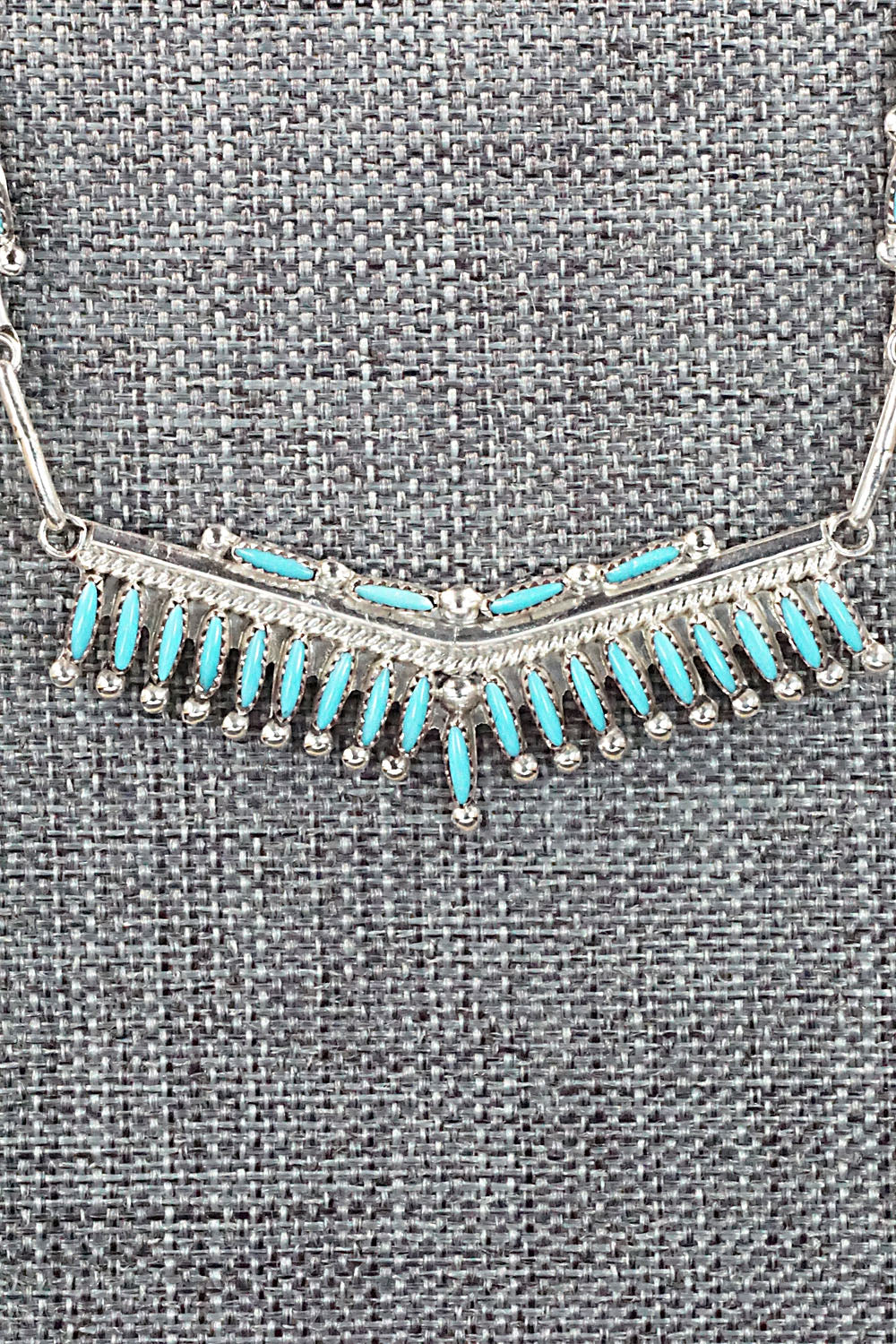 Turquoise & Sterling Silver Necklace and Earrings Set - Rena Cachini - Image 6