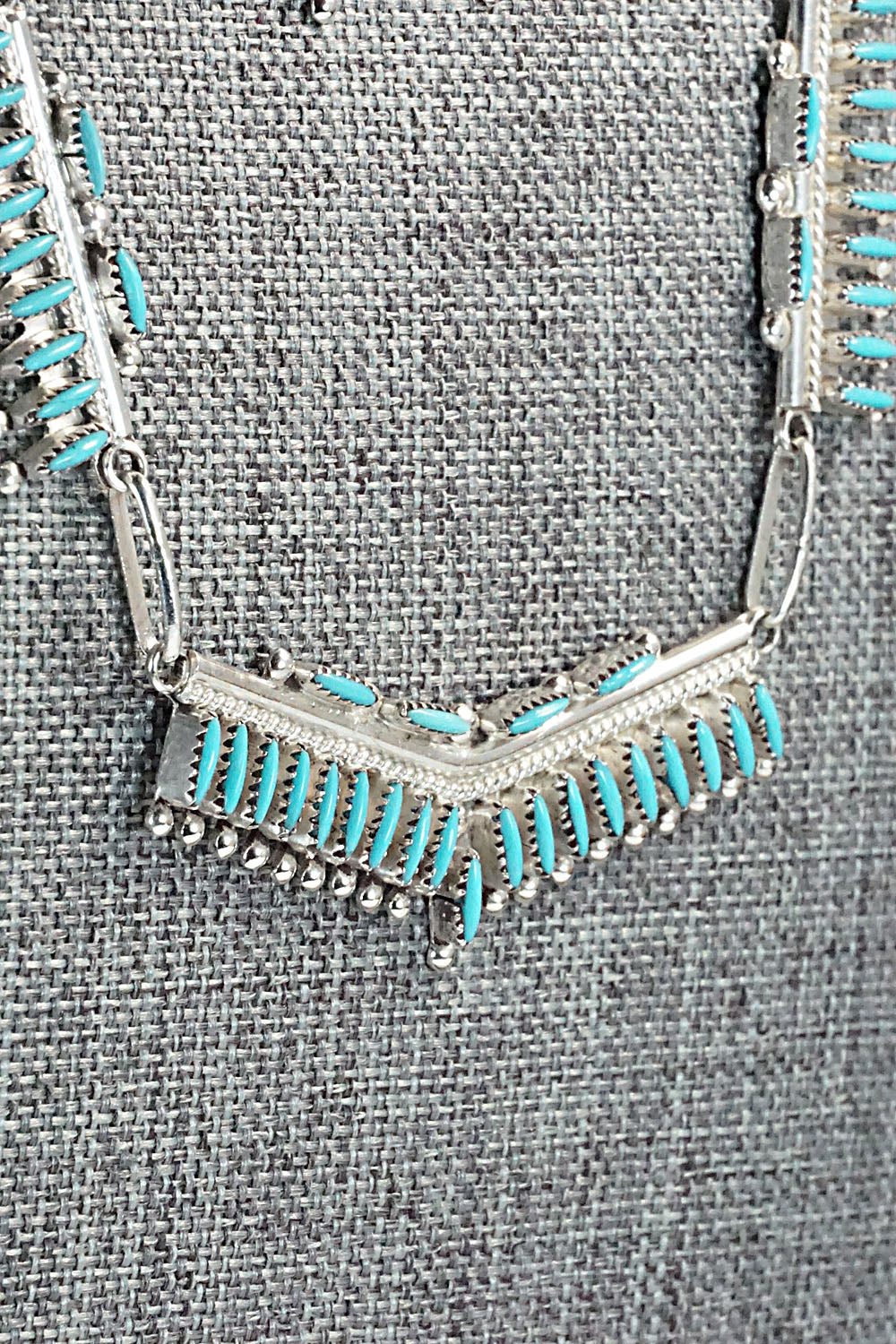 Turquoise & Sterling Silver Necklace and Earrings Set - Rena Cachini - Image 7