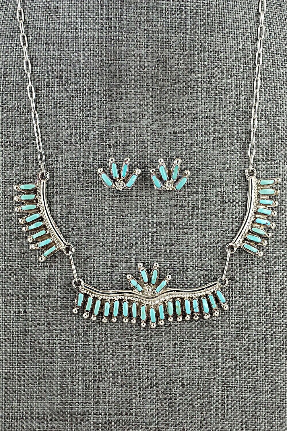 Turquoise & Sterling Silver Necklace and Earrings Set - Veronica Yawakia - Image 12