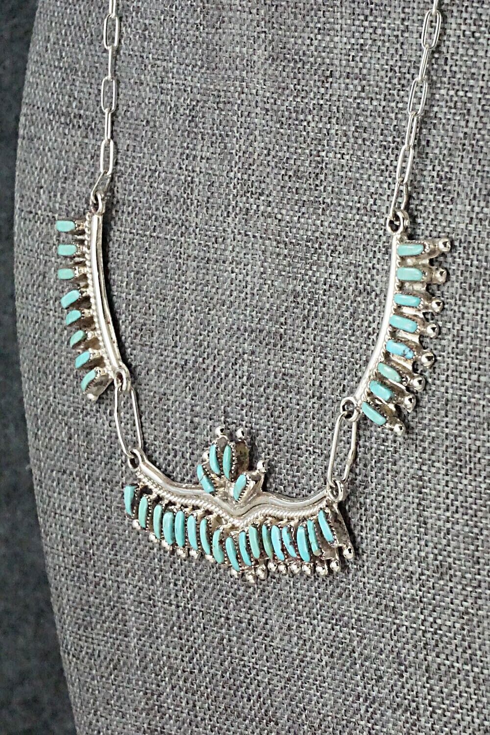 Turquoise & Sterling Silver Necklace and Earrings Set - Veronica Yawakia - Image 7