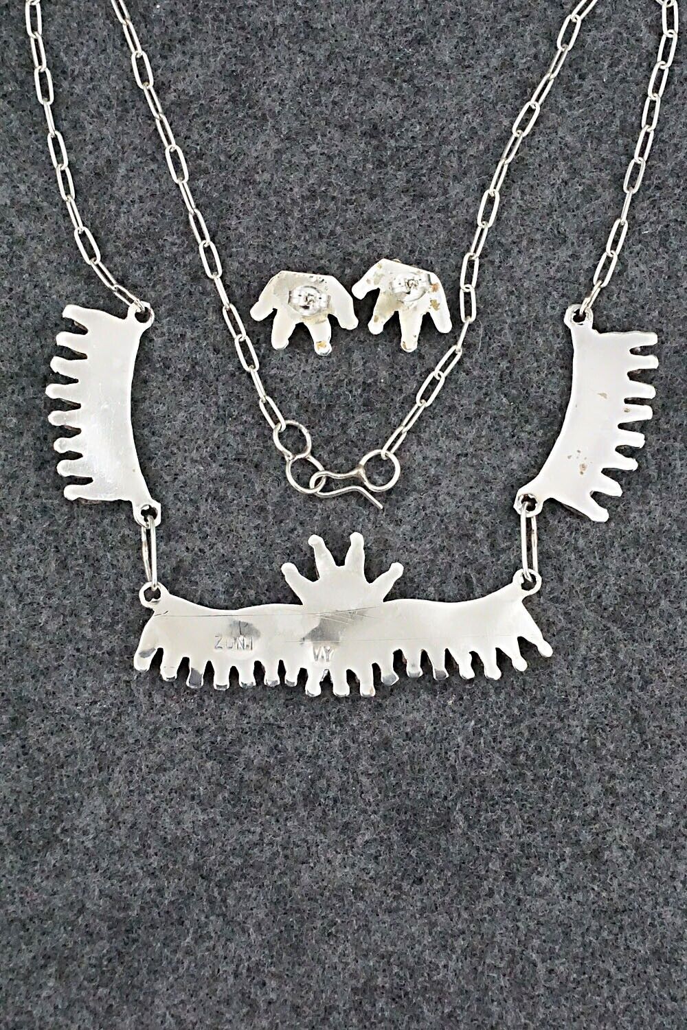 Turquoise & Sterling Silver Necklace and Earrings Set - Veronica Yawakia - Image 10