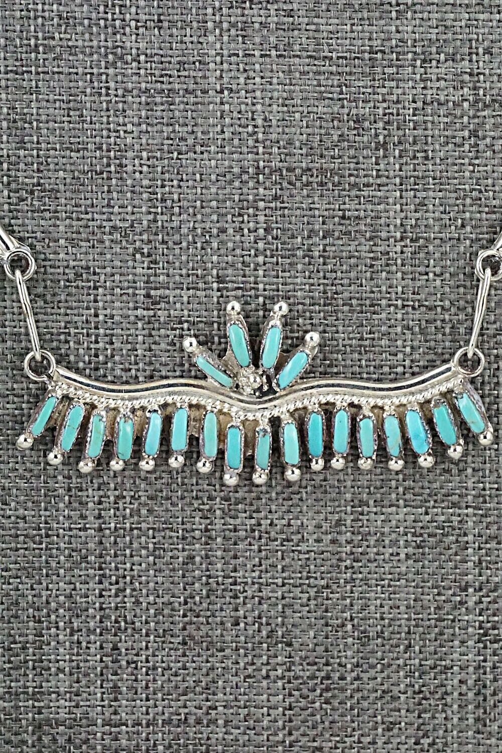 Turquoise & Sterling Silver Necklace and Earrings Set - Veronica Yawakia - Image 3