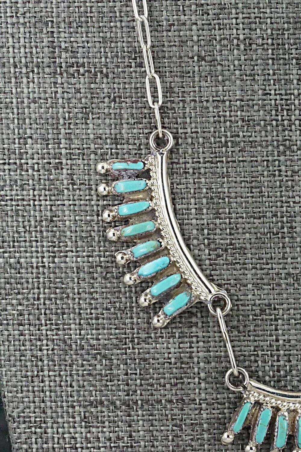 Turquoise & Sterling Silver Necklace and Earrings Set - Veronica Yawakia - Image 4