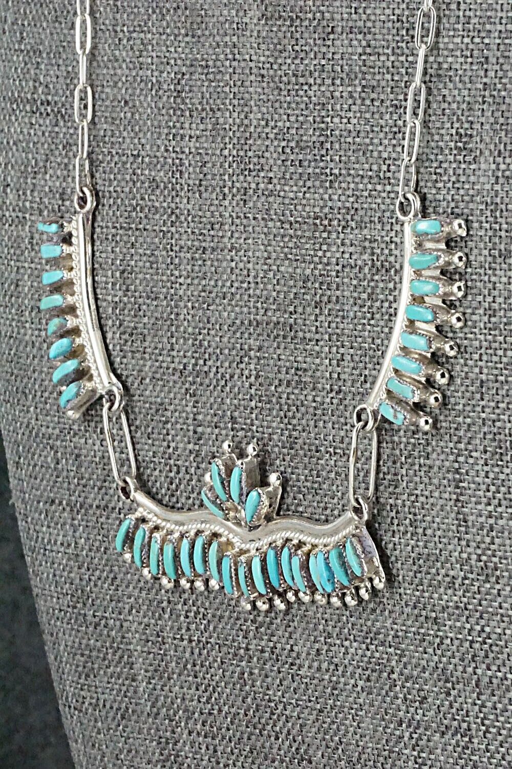 Turquoise & Sterling Silver Necklace and Earrings Set - Veronica Yawakia - Image 6