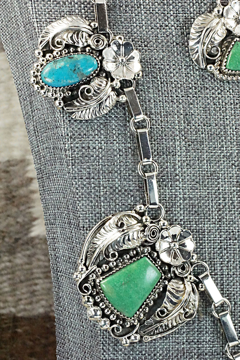 Turquoise & Sterling Silver Necklace & Earrings Set - Sandra Parkett - Image 4