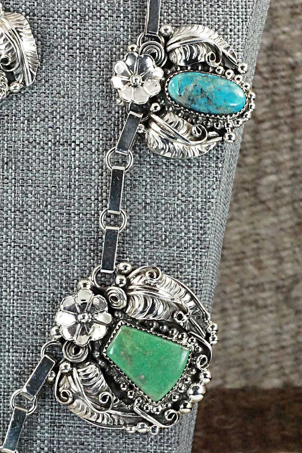Turquoise & Sterling Silver Necklace & Earrings Set - Sandra Parkett - Image 5
