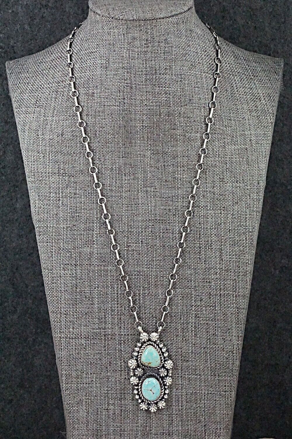 Turquoise & Sterling Silver Necklace - Jeff James - Image 4