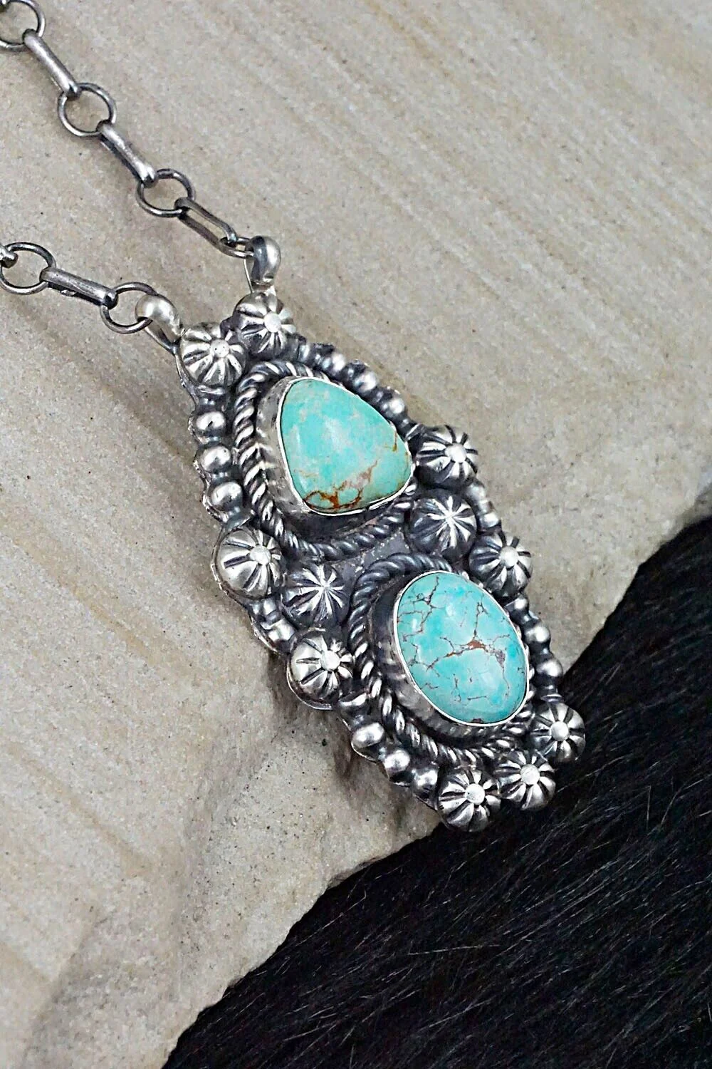 Turquoise & Sterling Silver Necklace - Jeff James - Image 7