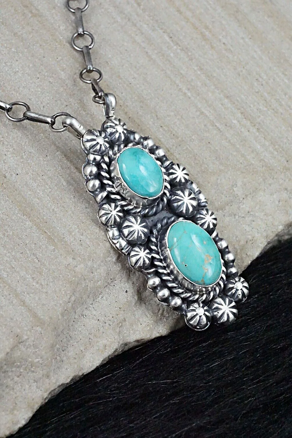 Turquoise & Sterling Silver Necklace - Jeff James - Image 7