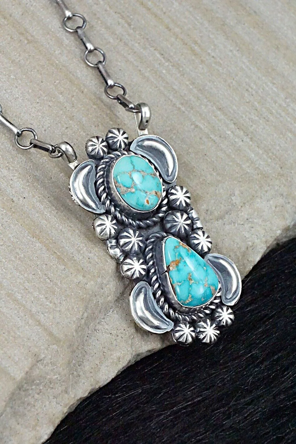 Turquoise & Sterling Silver Necklace - Jeff James - Image 7