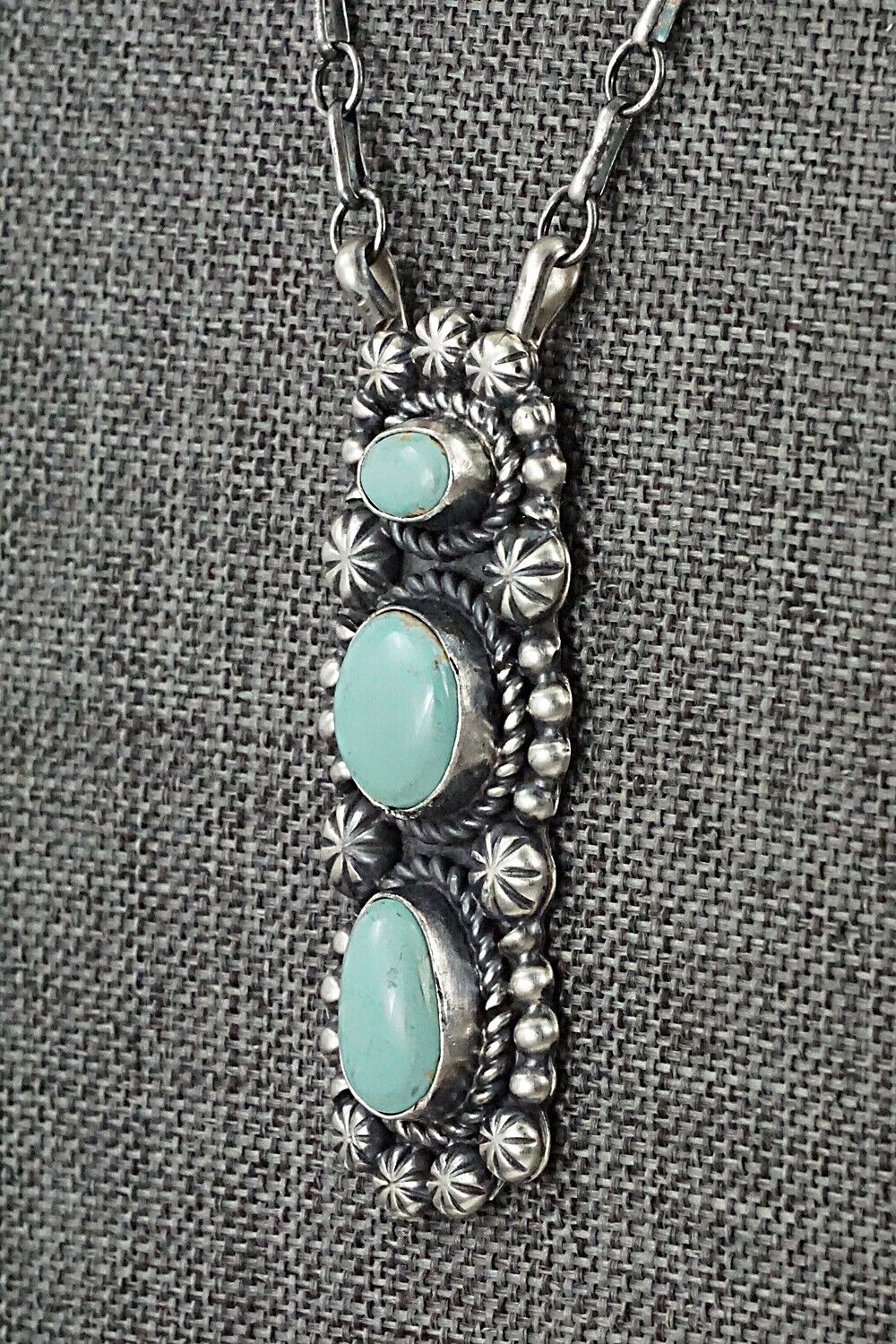 Turquoise & Sterling Silver Necklace - Jeff James - Image 3