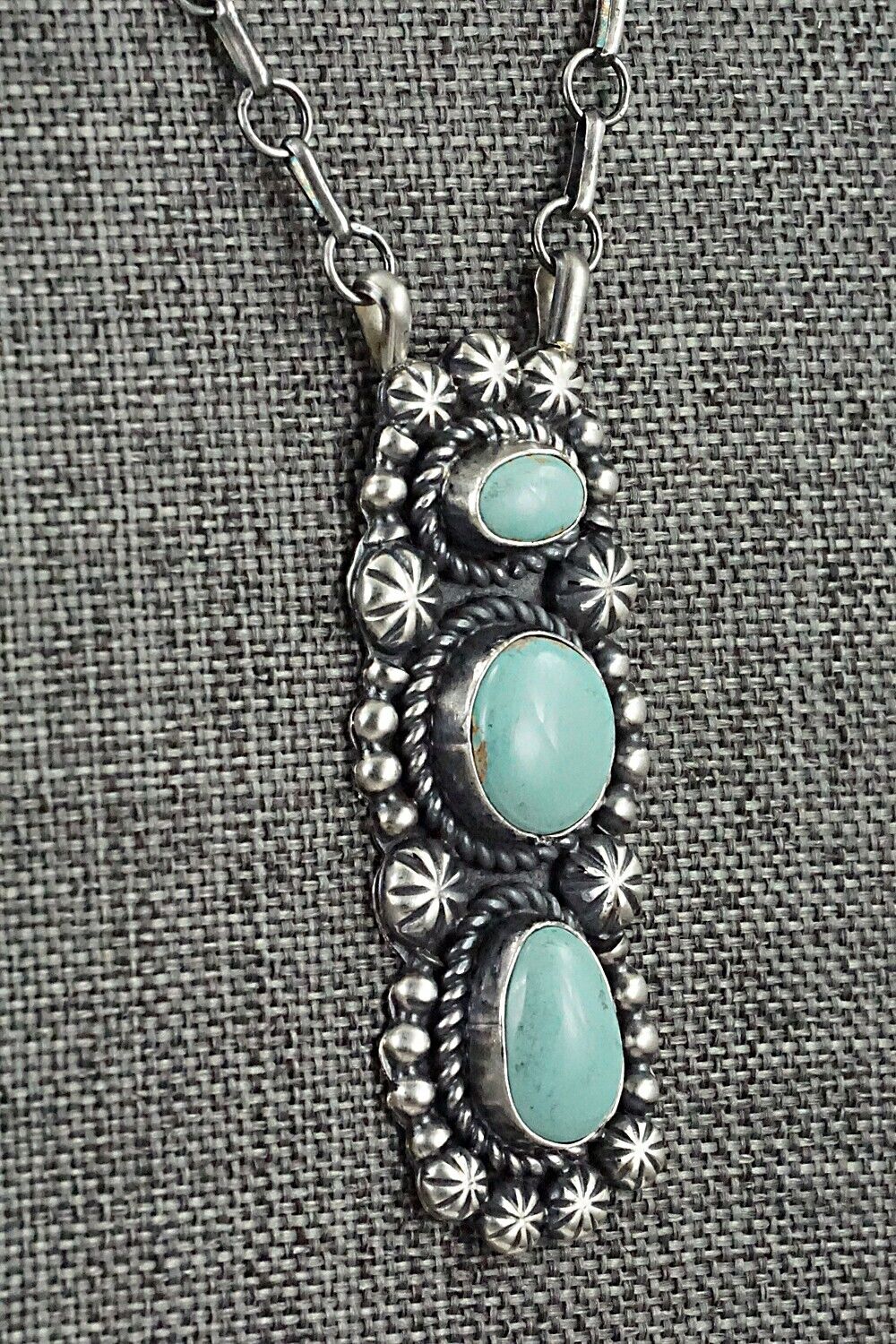 Turquoise & Sterling Silver Necklace - Jeff James - Image 4