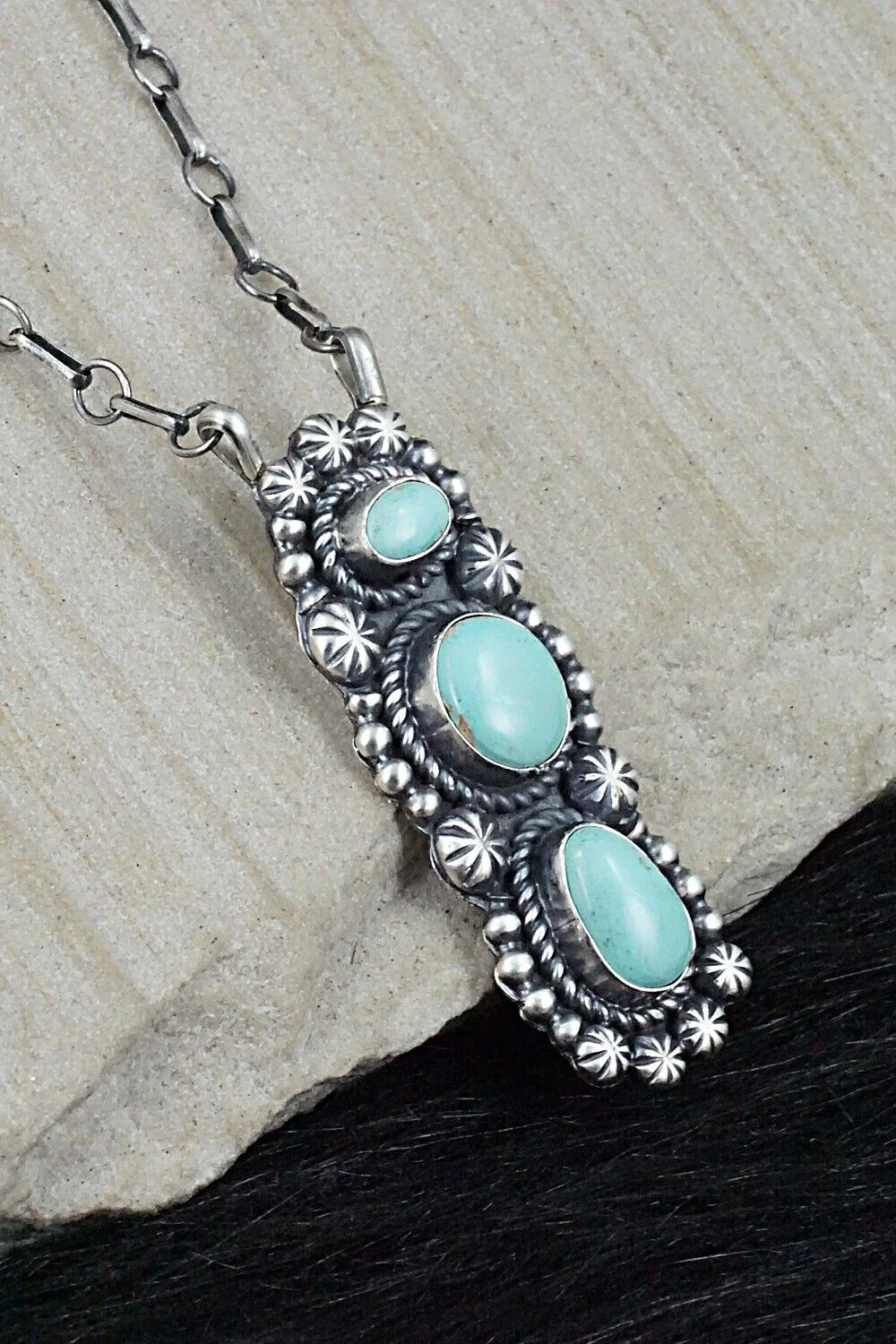 Turquoise & Sterling Silver Necklace - Jeff James - Image 7
