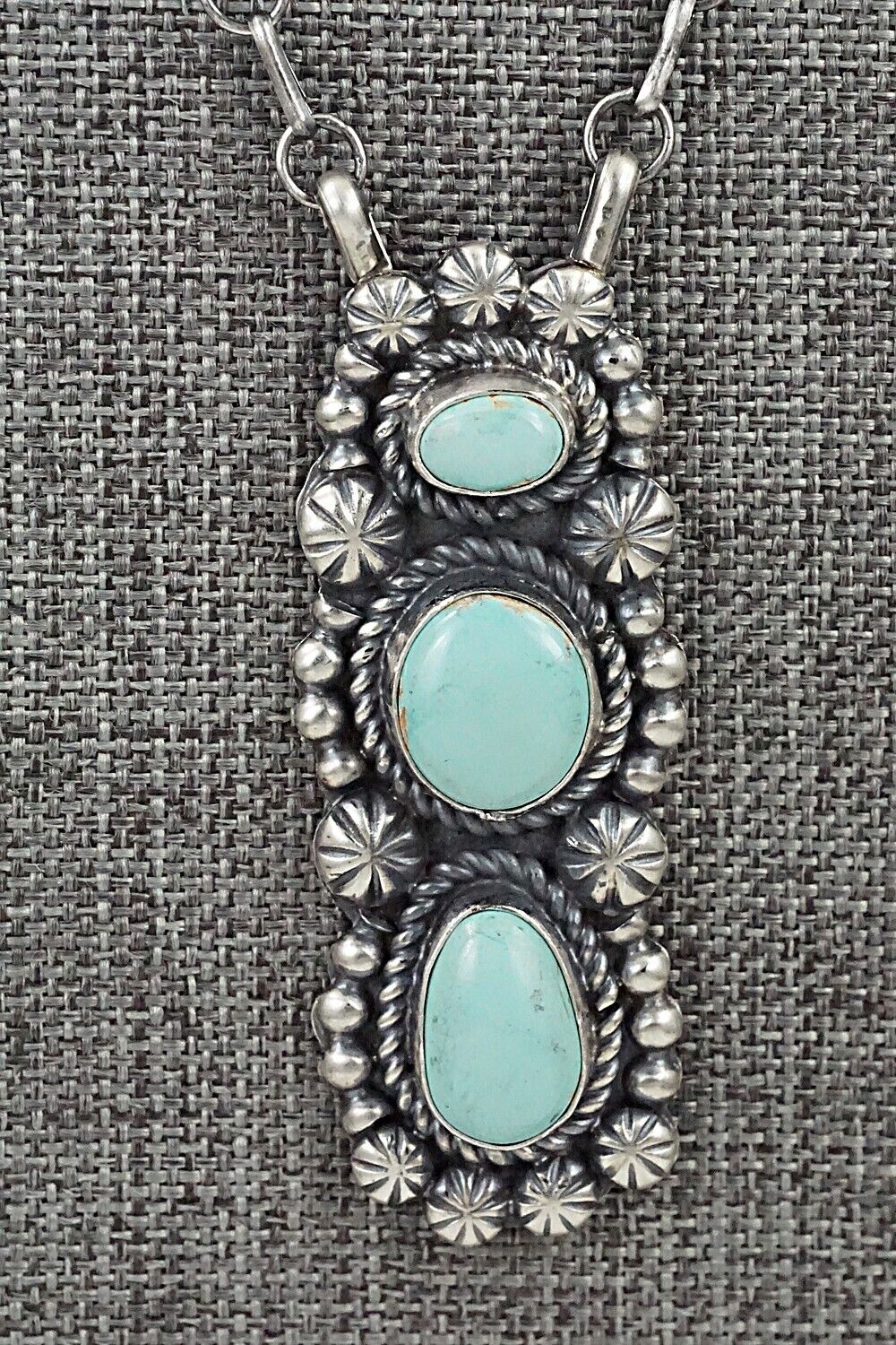 Turquoise & Sterling Silver Necklace - Jeff James - Image 8
