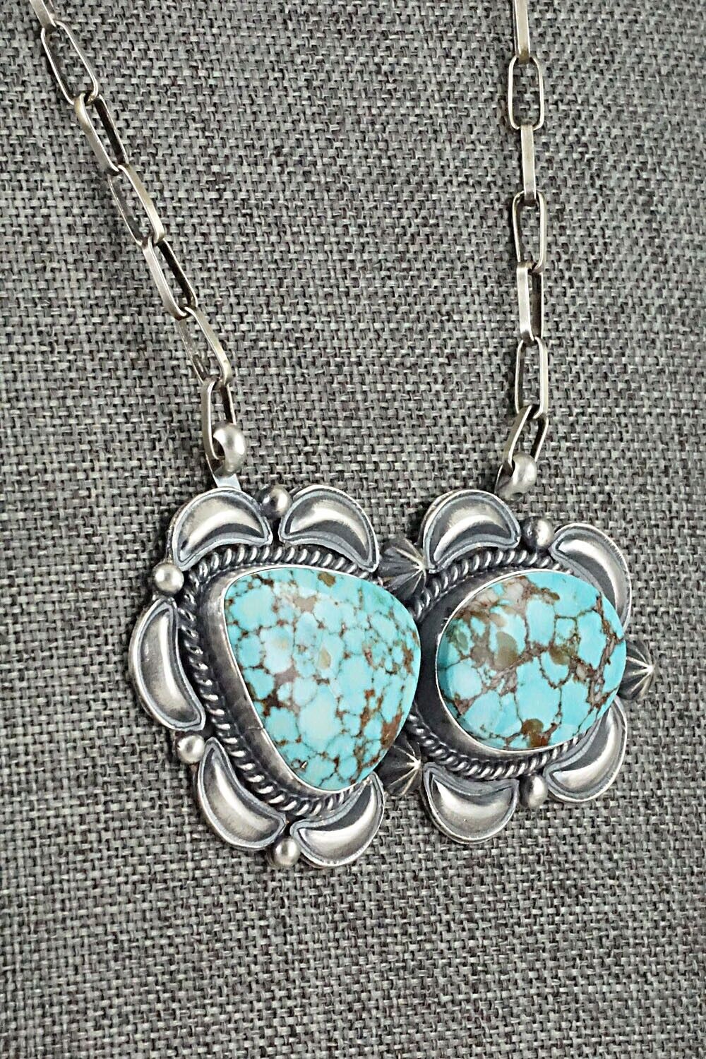 Turquoise & Sterling Silver Necklace - Raymond Delgarito - Image 5