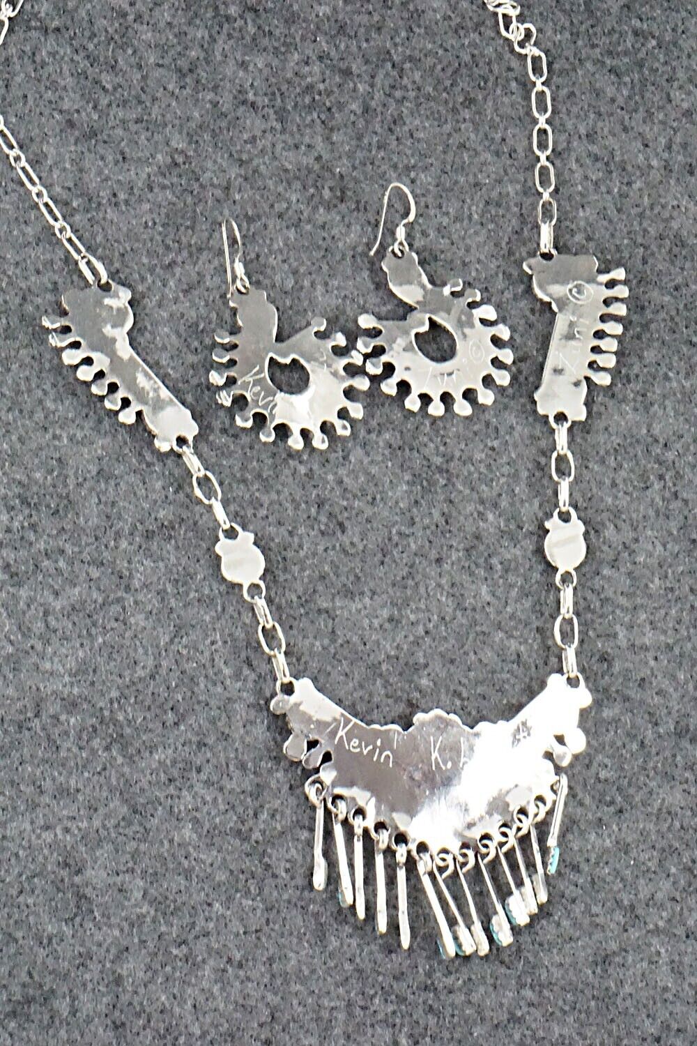 Turquoise & Sterling Silver Necklace Set - Kevin Leekity - Image 11