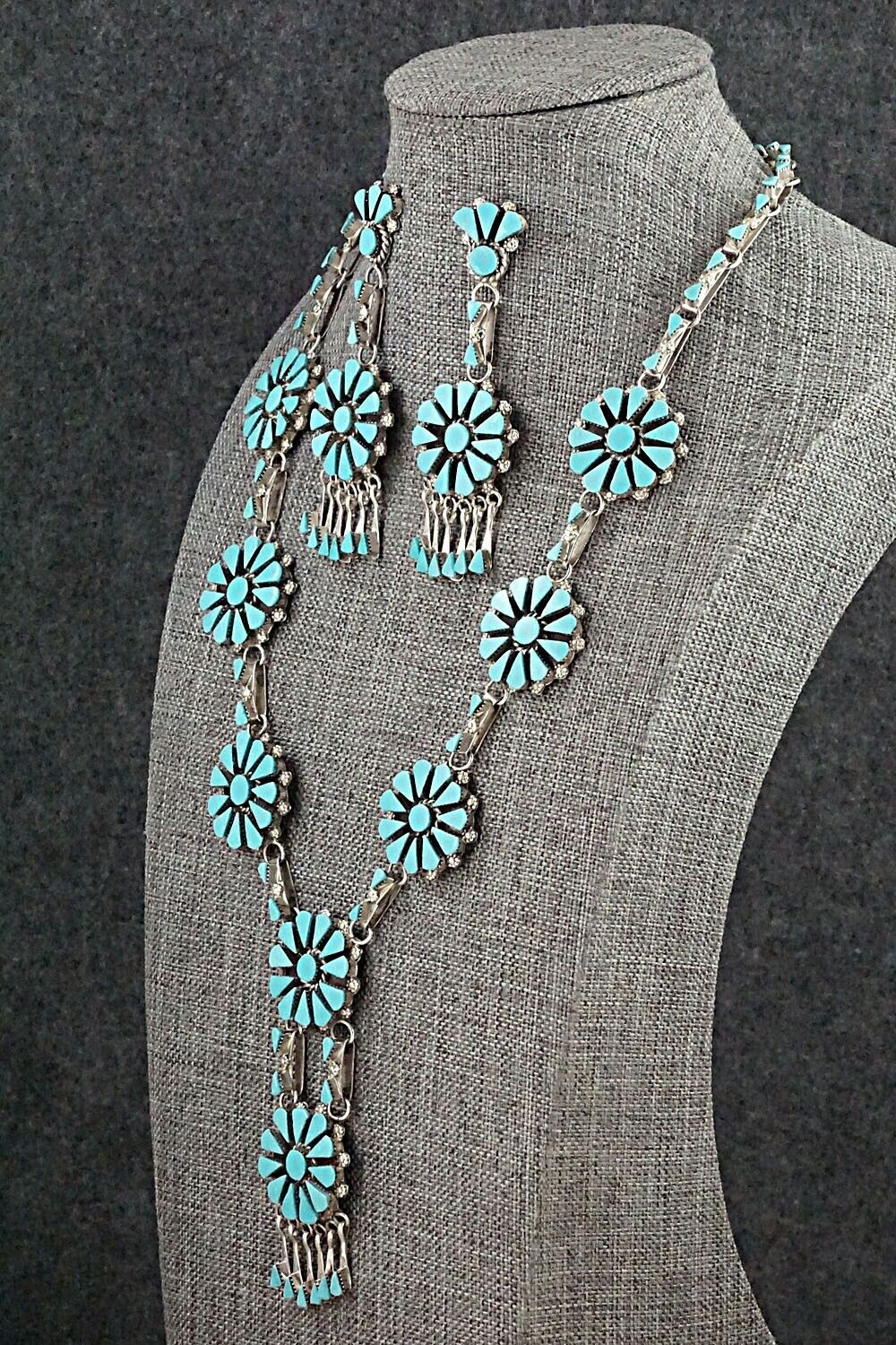 Turquoise & Sterling Silver Necklace Set - Merlinda Chavez - Image 3