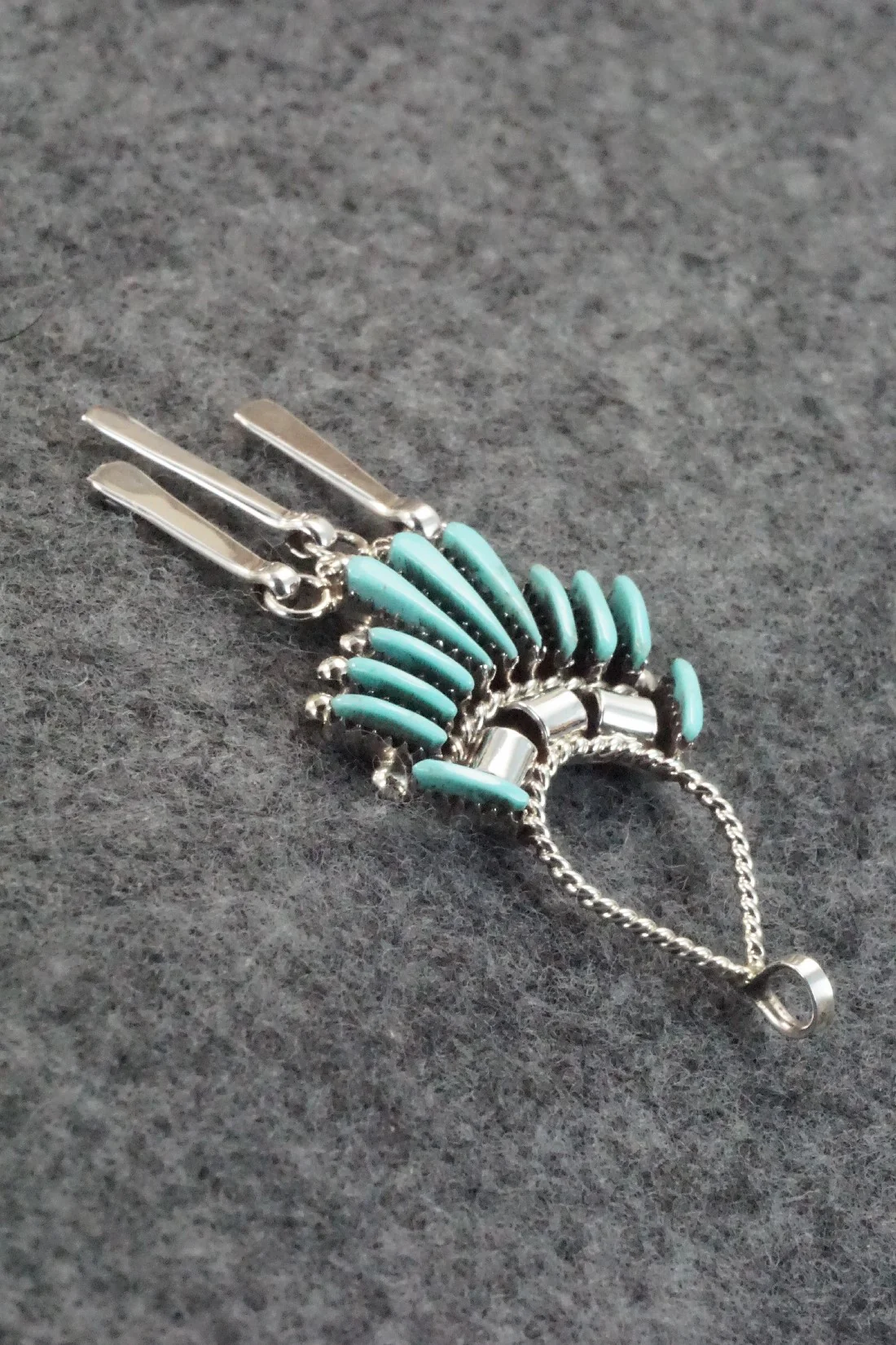 Turquoise & Sterling Silver Pendant - Edmund Cooeyate - Image 3