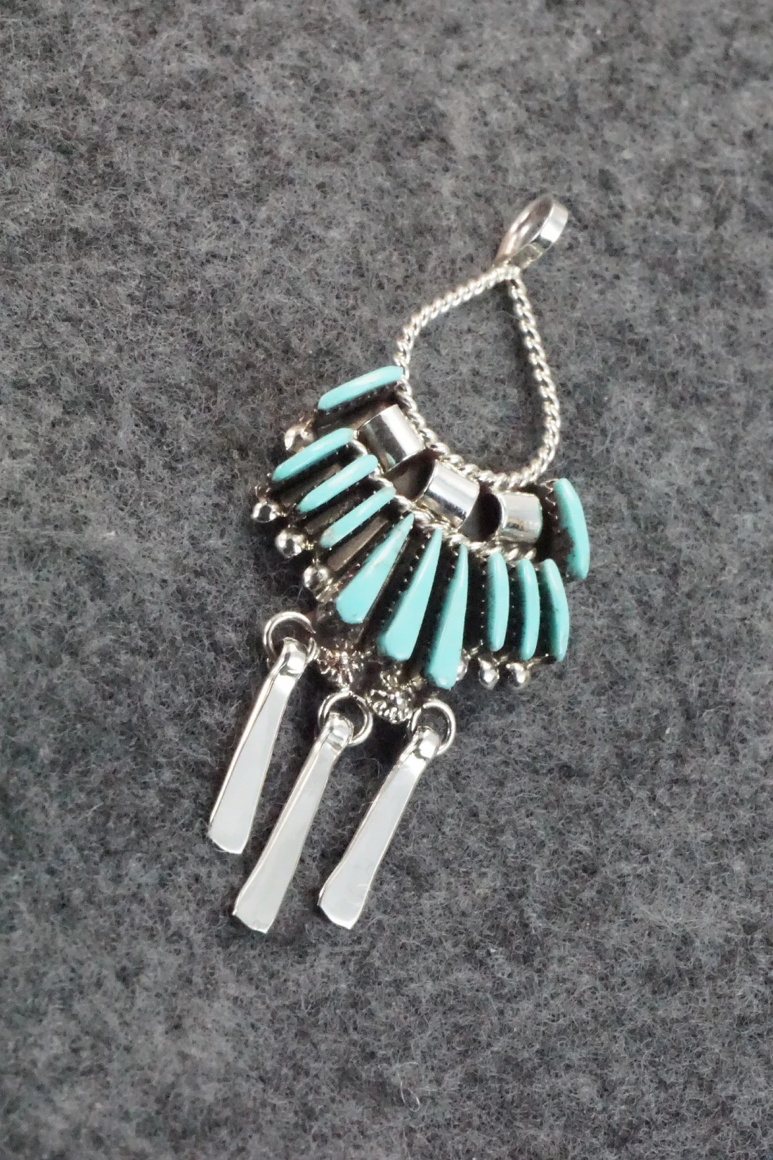 Turquoise & Sterling Silver Pendant - Edmund Cooeyate - Image 4