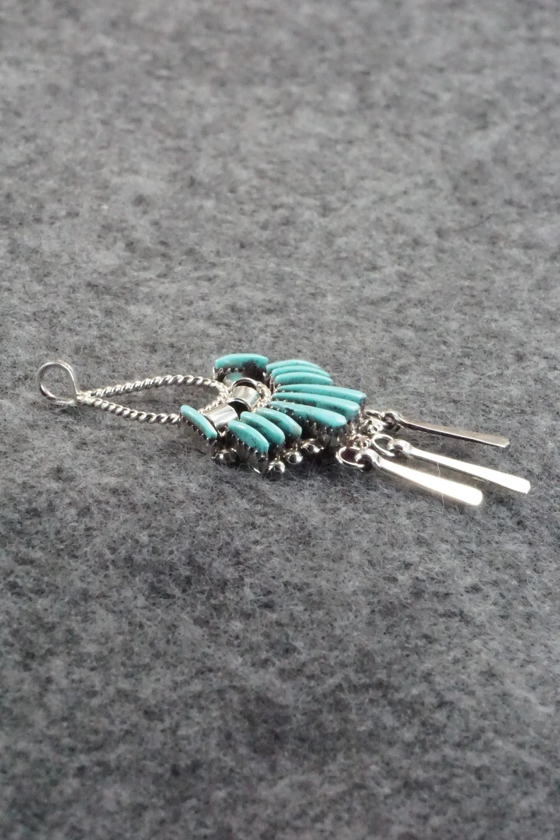 Turquoise & Sterling Silver Pendant - Edmund Cooeyate - Image 5