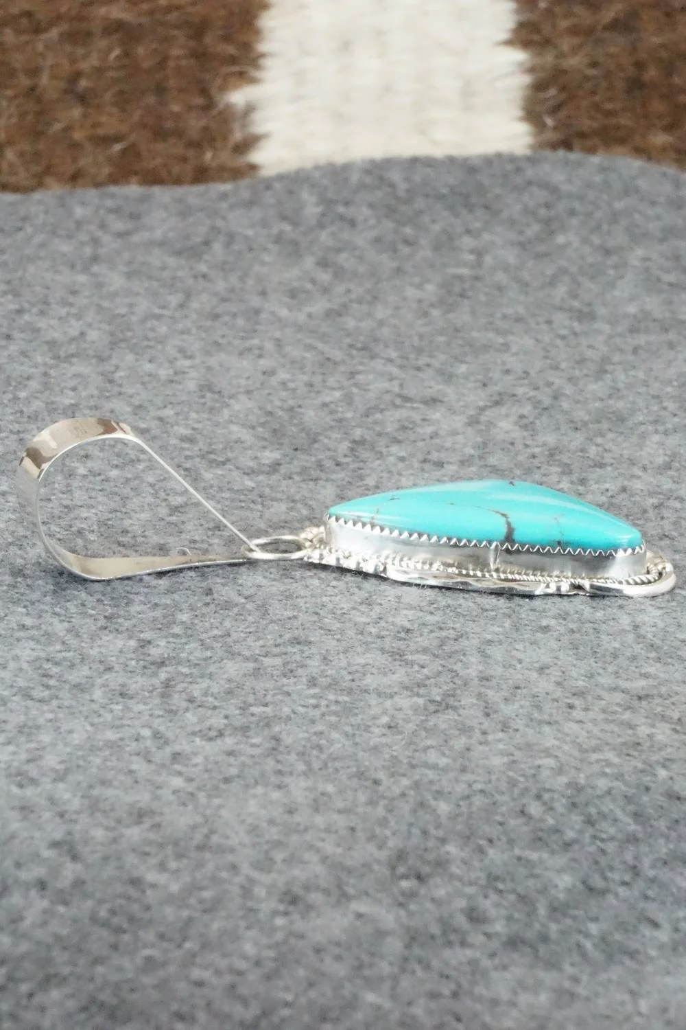 Turquoise & Sterling Silver Pendant - Kenny Calavaza - Image 5