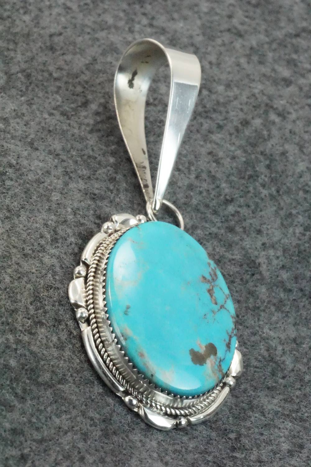 Turquoise & Sterling Silver Pendant - Kenny Calavaza - Image 3