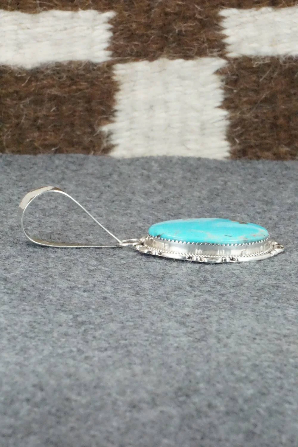 Turquoise & Sterling Silver Pendant - Kenny Calavaza - Image 4