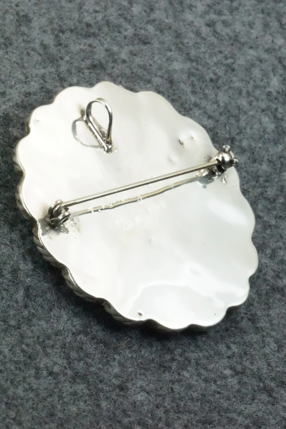 Turquoise & Sterling Silver Pendant/ Pin - Faye Lowsayatee - Image 6