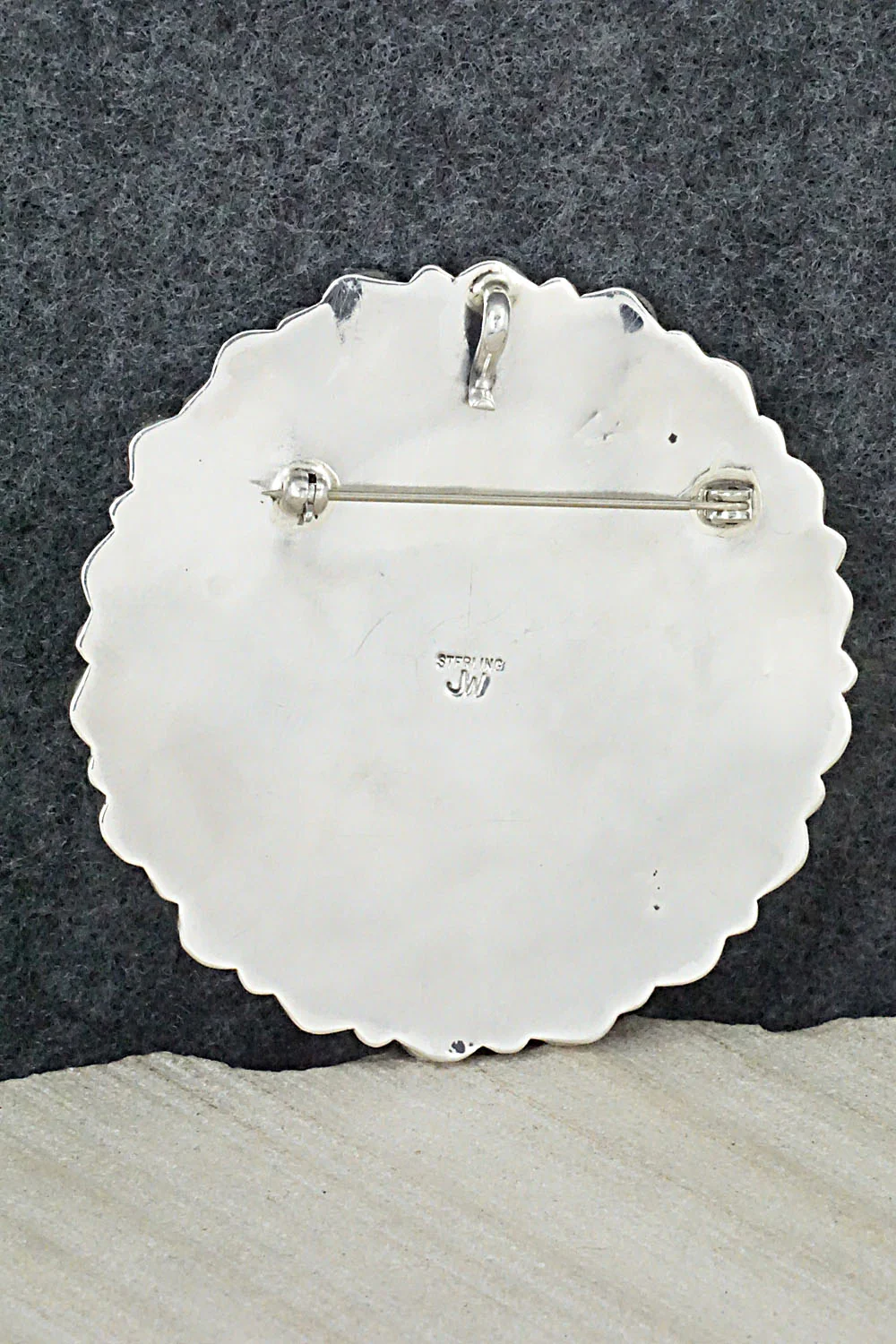 Turquoise & Sterling Silver Pendant / Pin - Jesse Williams - Image 5