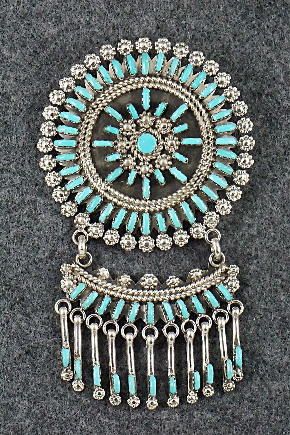 Turquoise & Sterling Silver Pendant/Pin - Keith Leekity - Image 10